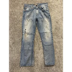 Big Star Jeans Men 32R Blue Pioneer Regular Bootcut Distressed Light Wash Denim*